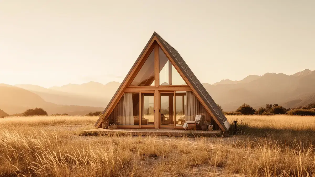 A-frame cabin in meadow